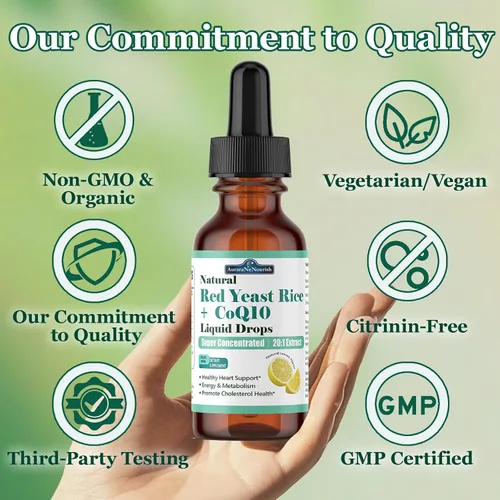 Vista 7 de Arroz de levadura roja liposomal con gotas líquidas Coq10, 5 en 1 extra fuerte 1200 mg de colesterol y apoyo cardíaco con ácido alfa lipoico