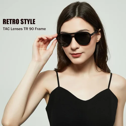 Vista 2 de Lasiyanor Lentes de sol ligeros TAC polarizados, clásicos, vintage, retro de los años 70, marco TR-90 para mujeres y hombres, protección UV 400