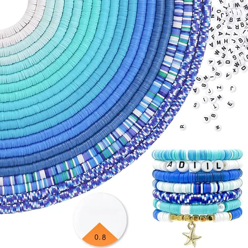 Vista 15 de ADIIL Kit de Fabricación de Pulseras con 7200 Piezas de Cuentas de Arcilla, Cuentas Heishi de Polímero de 6mm para Hacer Joyas, Kit de Pulseras
