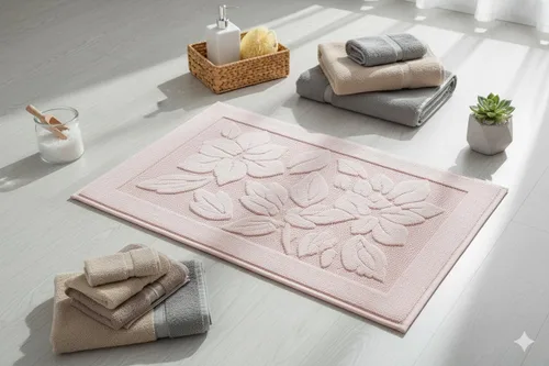 Vista 6 de Tapete de baño – Tapete de baño – Tapetes de ducha lavables – Toallas para el suelo del fregadero, tapetes de baño 100% algodón turco (1, gris)