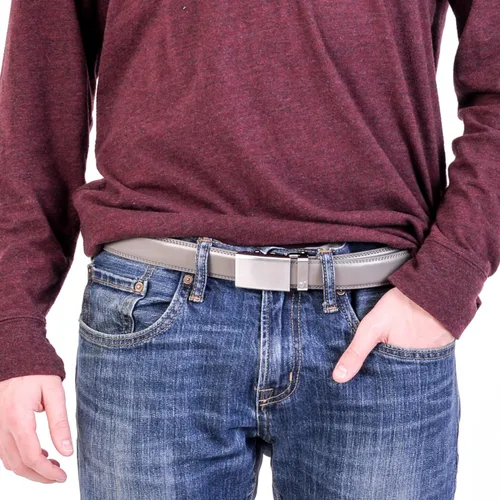 Vista 2 de Mission Cinturón de cuero para hombre con cierre de hebilla automática