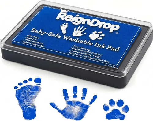 Vista 11 de Almohadilla de tinta ReignDrop para huella de bebé y huella de mano - Crea sellos de recuerdo impresionantes y duraderos para bebés y niños. A