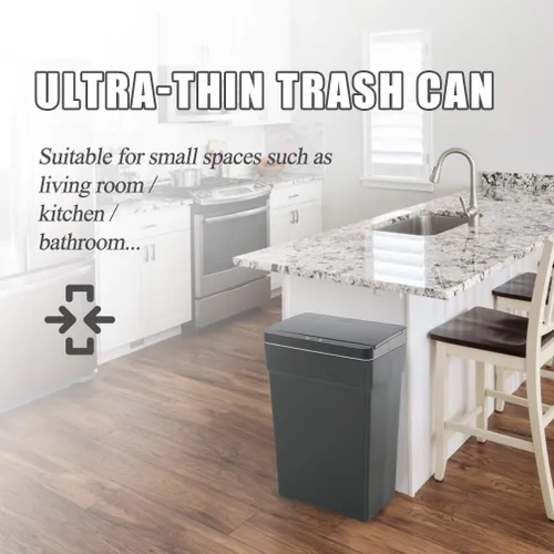 Vista 7 de BestOffice Bote de basura automático de 13 galones para cocina, sin contacto, de alta capacidad, con tapa, para dormitorio, baño, hogar, oficina, 50