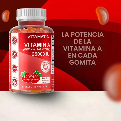 Vista 6 de Vitamina A 25000 UI (palmitato de retinilo sin azúcar), 120 gomitas
