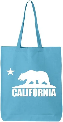 Vista 12 de shop4ever Cali White Bear Cotton Tote California Bolsa de compras reutilizable Eco