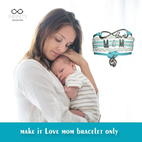 Vista 2 de Infinity Collection Mom Bracelet, New Mom Jewelry Makes The Perfect New Mom Gift(Blue & Pink Available)