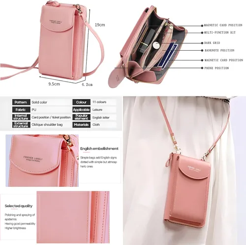 Vista 2 de Cartera de mano original, bolsa cruzada de piel sintética para teléfono celular para mujer, cartera de alta capacidad original