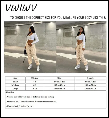 Vista 4 de VWIWV Pantalones deportivos casuales sueltos de cintura media con cordón fruncido a la moda ligeros pantalones harén