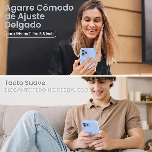 Vista 2 de Vooii Funda compatible con iPhone 11 Pro, silicona líquida mejorada con bordes planos, protección de cámara, forro de microfibra antiarañazos suave