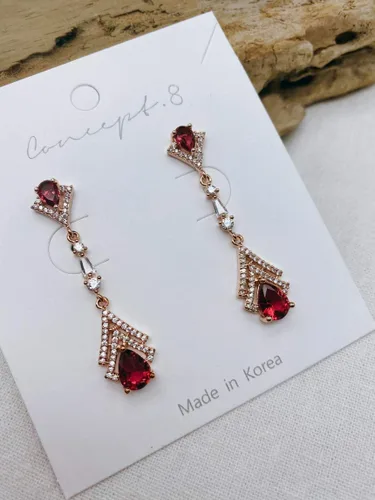 Vista 2 de Cconcept8 - Aretes largos hipoalergénicos y sin Nikel con zircornia, poste de plata de ley 925 para wamen
