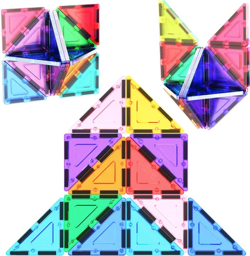 Vista 12 de PicassoTiles Bloque de construcción magnético de 4 piezas de azulejos magnéticos de forma cuadrada grande juguete de construcción STEM kit
