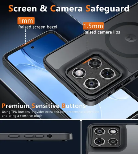Vista 6 de FNTCASE Funda para Motorola Moto G-Stylus-5G-2025: Funda magnética translúcida mate a prueba de golpes para Moto G Stylus 2026, funda protectora