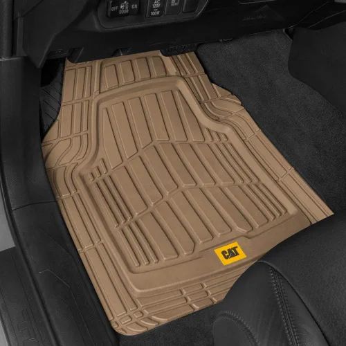 Vista 2 de Cat ToughRide - Tapetes de goma resistentes de 3 piezas para todo el año, para automóvil, camión, camioneta, SUV, color negro, ribete prémium