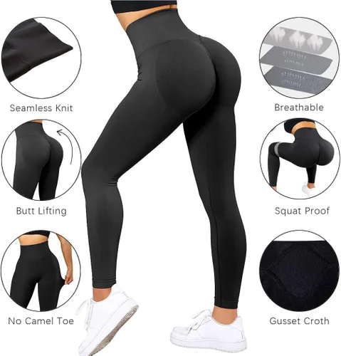 Vista 5 de Suuksess - Calzas para mujeres con levantamiento de glúteos sin costuras pantalones de entrenamiento de yoga con cintura alta
