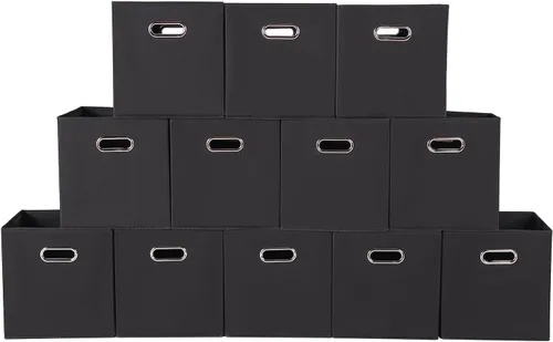 Vista 8 de Yunkeeeper - Contenedores de almacenamiento, cubos organizadores de tela con asa, cubos plegables para almacenamiento de tela o accesorios, 11 x 11