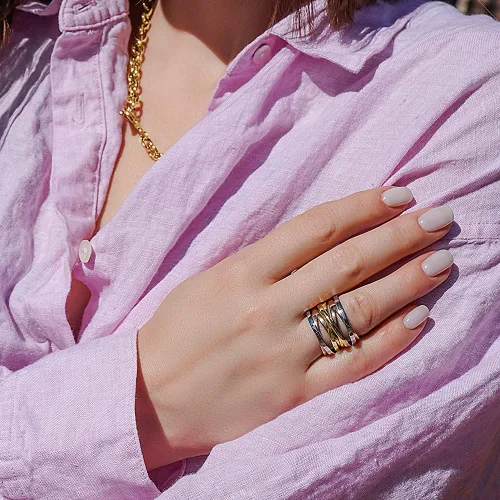 Vista 7 de CIUNOFOR Anillo de cruz de 0.539 in para mujer, anillo de compromiso chapado en oro rosa, plata, oro, grabado personalizado