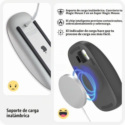 Vista 3 de Cargador de ratón TATOFY Compatible con Magic Mouse 2 (USB-C) Agarre con soporte de carga inalámbrica, base ergonómica (Negro)