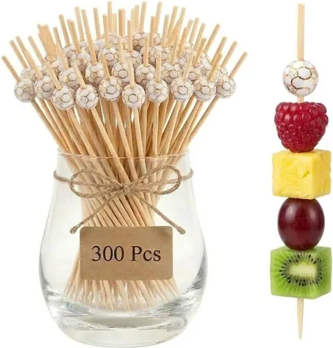 Vista 9 de 300 púas de cóctel de bandera estadounidense, brochetas de bambú de estrella de 4.7 pulgadas para aperitivos de frutas, suministros de fiesta