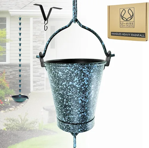 Vista 10 de U-nitt Cadena de lluvia para recolección de agua para canalones, recolector de agua de lluvia y desviador, cadenas de 8.5 pies para jardín exterior