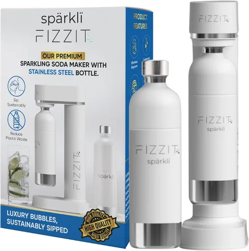 Vista 9 de Fizzit Spärklï Máquina de Agua Carbonatada con Botella de Acero Inoxidable Incluida, Apto para Lavavajillas