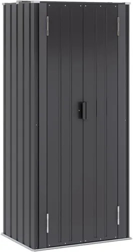 Vista 16 de Greesum Cobertizo de almacenamiento para exteriores de 3 x 3 pies, cobertizo de metal con cerradura para patio trasero, piscina, patio y Negro