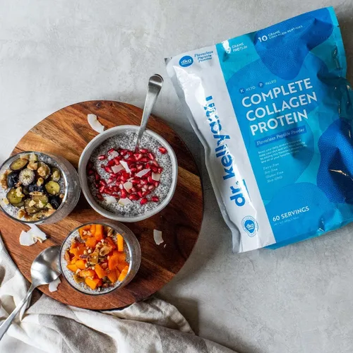 Vista 6 de Dr. Kellyann Péptidos de colágeno en polvo sin sabor (60 porciones) - Alimentado con pasto, apto para dieta keto y paleo, sin OMG, sin gluten, 1