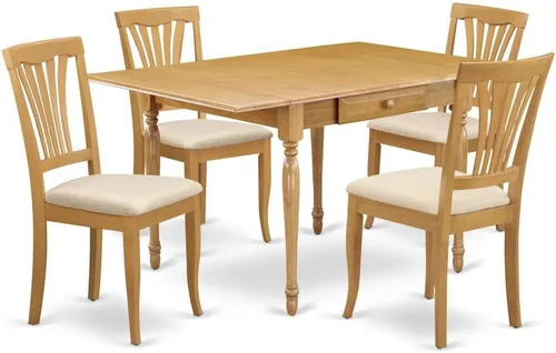 Vista 9 de East West Furniture MZAV3-BCH-W - Juego de comedor de 3 piezas para espacios pequeños que contiene una mesa de comedor rectangular con gotas y 2