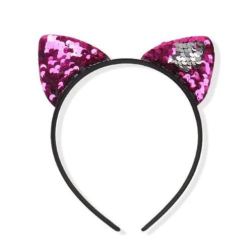 Vista 2 de 8 diademas con orejas de gato con lentejuelas brillantes para el pelo para fiestas disfraces y decoraciones diarias