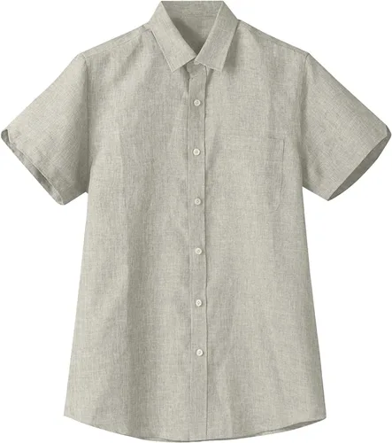 Vista 3 de Camisas de lino para hombre, a la moda, casual, de manga corta, con botones, para verano, tallas grandes y altas, hawaianas, para playa