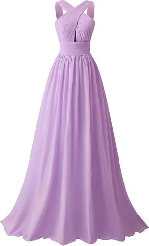 Vista 2 de Rmaytiked Vestidos de dama de honor de gasa plisados con agujero de cerradura para boda vestidos largos de graduación vestidos formales de fiesta