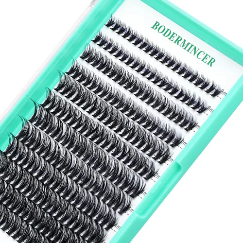 Vista 24 de Bodermincer Extensión de pestañas 240 unidades, rizado D, 10D+20D+30D, 10-16 mm/12-18 mm mezclado, racimo individual de pestañas postizas