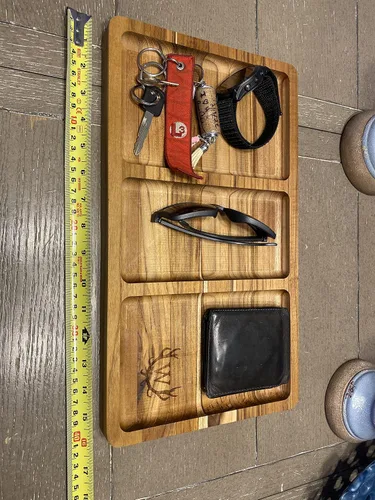 Vista 5 de Bandeja de valet, mesita de noche o organizador de escritorio, organizador de aparador, caja de joyería para hombre, estación de valet, bandeja