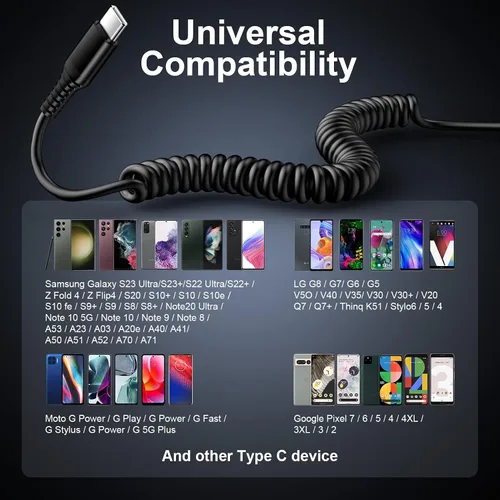 Vista 7 de S25 Ultra Tipo C Cable cargador Android Cable USB tipo C cable USB tipo C de 5 pies USB A a USB C cable de carga rápida para Samsung Galaxy S25