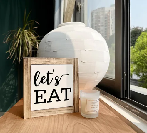 Vista 4 de Letreros de madera inspiradores, letrero de comer, decoración de cocina, caja de placas de madera, decoración de escritorio, placa de madera