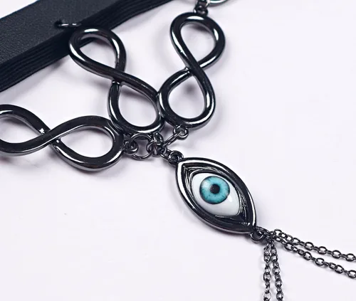 Vista 2 de L'VOW Diadema con borlas de metal, velo Cyborg, máscara de cadena facial para fiesta de rock, traje de rave, joyería para mujeres y hombres