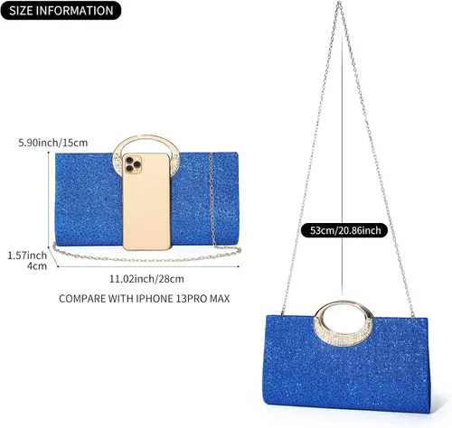Vista 3 de Labair Bolso de mano con diamantes de imitación para mujer, bolso de noche de cristal, bolso de mano para fiesta de boda, fiesta de graduación