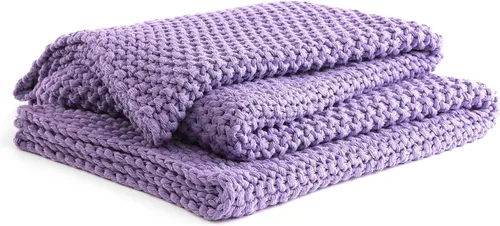 Vista 12 de YnM Manta de Punto Grueso de Algodón, Mantas de Punto Trenzado para Cama, Sofá, Sillón, Cómoda y Relajante, Pieza Decorativa para Casa de Campo Azul