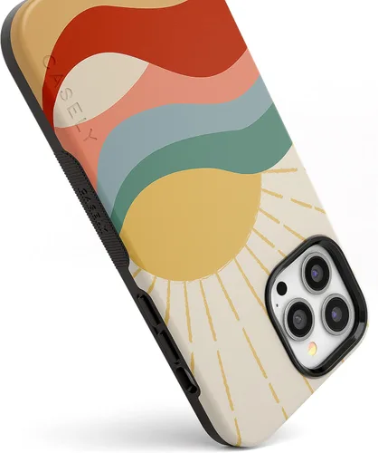 Vista 2 de Casely Funda para iPhone 13 Pro Max Here Comes The Sun Colorblock Sunset Compatible con MagSafe Diseño protector audaz
