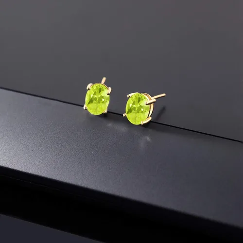 Vista 307 de Gem Stone King Aretes de oro de 14 quilates con piedra natal ovalada de 0.315 x 0.236 in Aretes de oro para mujer