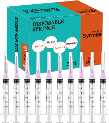 Vista 7 de Paquete de 50 jeringas de laboratorio Luer Lock desechables de 0.1 fl oz/cc con aguja de 18 Ga de 1.5 pulgadas Sellado individualmente