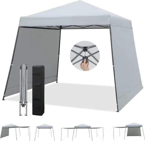 Vista 11 de Tangkula Toldo desplegable de 10 x 9.2 pies con paredes laterales, tienda de campaña para exteriores UPF50+ con 8 estacas, 4 cuerdas de viento