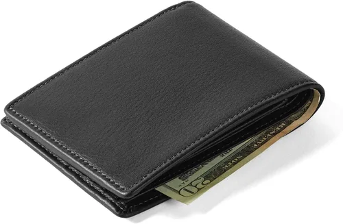 Vista 7 de Leatherology RFID Black Onyx - Cartera plegable para hombre con solapa para tarjeta de identificación RFID disponible