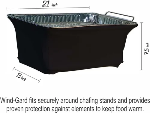 Vista 5 de The Original Patented' - Protector contra el viento para bufés, catering, cubierta para calentador de alimentos, poliéster ignífugo, lavable, Negro