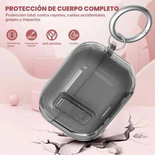 Vista 4 de Compatible con Airpods Pro 3 Funda transparente con bloqueo para teléfono, suave TPU magnético bloqueo automático Apple AirPods Pro de tercera