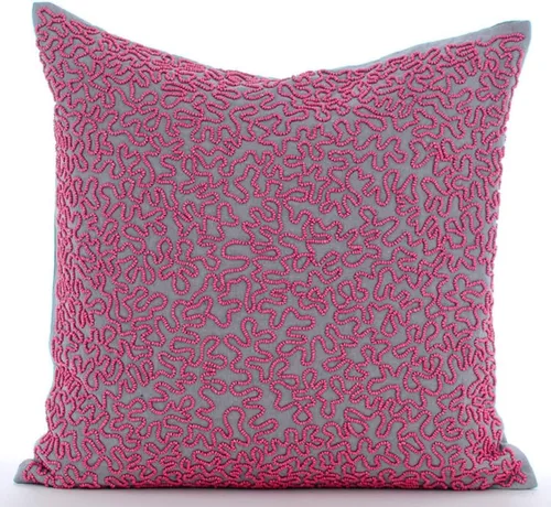 Vista 23 de The HomeCentric Fundas de almohada, funda de almohada decorativa rosa fucsia, funda de cojín geométrica, funda de almohada de 12 x 12 pulgadas