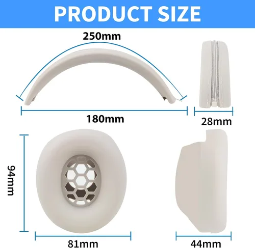 Vista 7 de Adhiper Fundas de silicona para los oídos para auriculares inalámbricos Beats Studio Pro, accesorios mejorados para auriculares Studio Pro con Beige