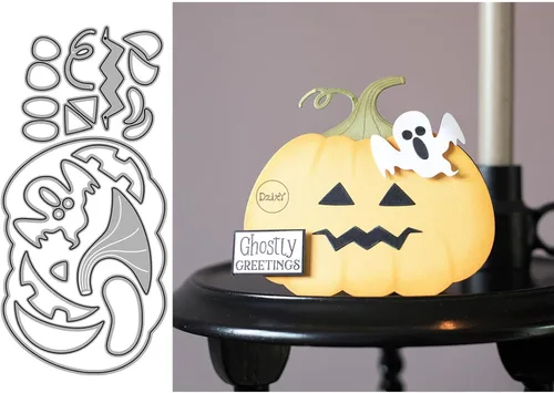 Vista 29 de DzIxY Juego de troqueles de metal fantasma de calabazas de Halloween para hacer tarjetas, juegos de troqueles de papel para grabar, plantillas