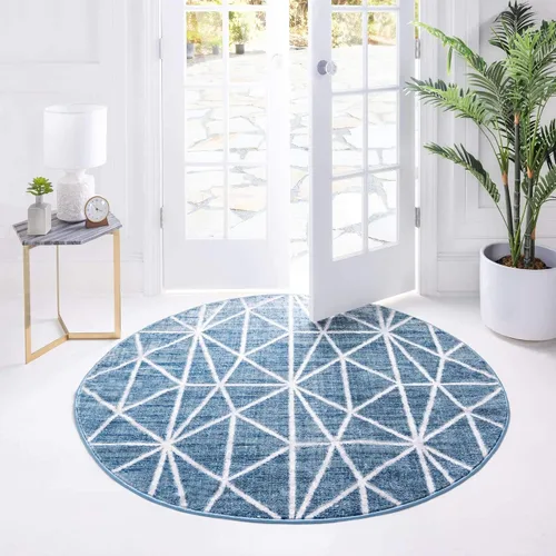 Vista 13 de Unique Loom Matrix Trellis Collection - Alfombra geométrica (2 pies x 6 pies 1 pulgada, azul/azul claro)