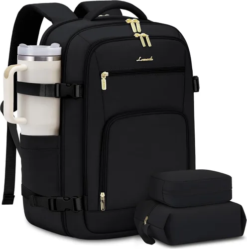 Vista 45 de LOVEVOOK Mochila de viaje para mujer y hombre, Beige, Mochilas de viaje