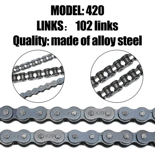 Vista 5 de YOXUFA 420 cadenas 102 eslabones para CRF50 XR50 PW80 SSR Tao Tao Coolster 110cc 125cc Pit Dirt Bike 4 Wheeler ATV Quad Kazuma Baja Ice Bear Lifan